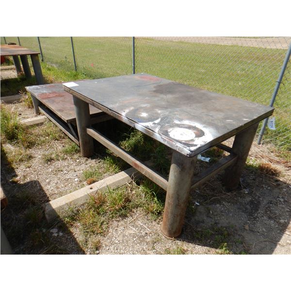 METAL SHOP TABLE, 2 TIER - 6' x 4' x 1' 8"/ 6' x 4' x 3'