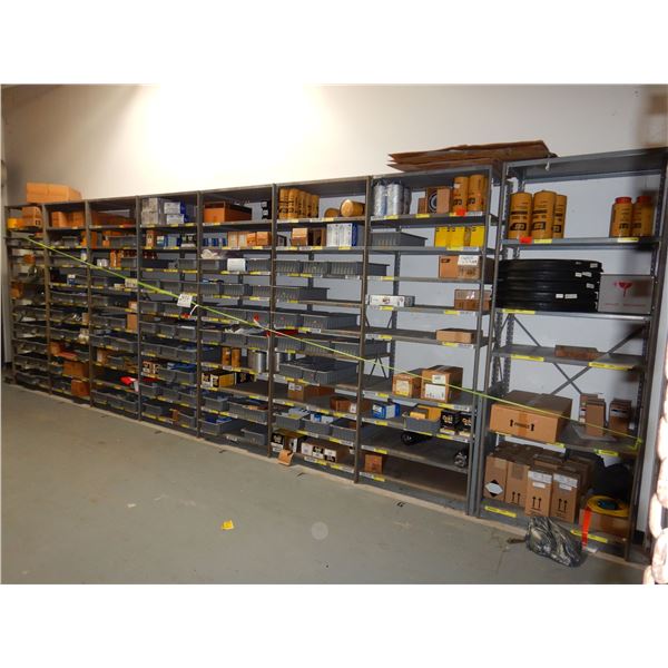 SHELVING UNIT W/ MISC FILTERS, 3' x 2' x 8' (8 SECTIONS)
