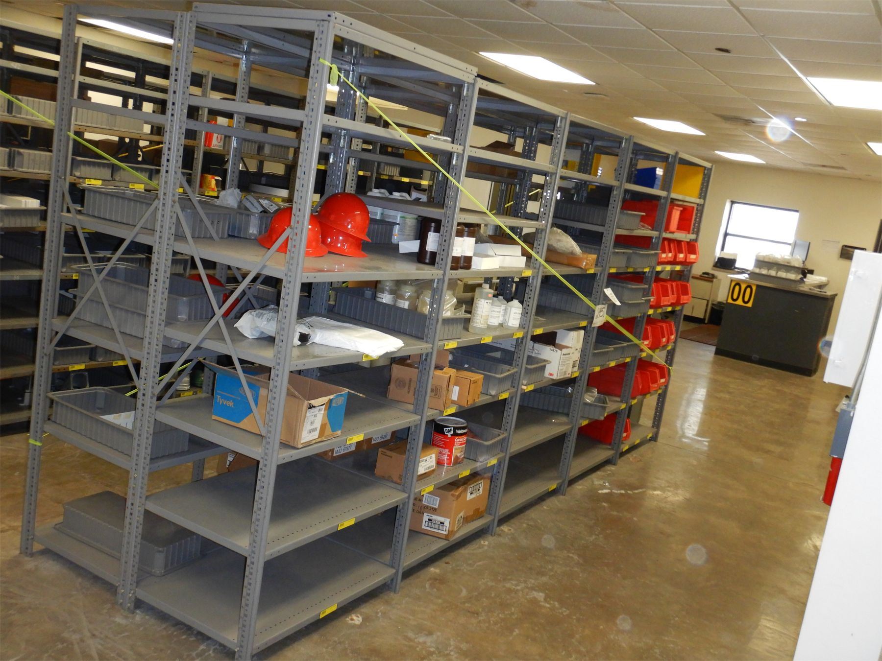 SHELVING UNIT W CONTENTS 3 X 2 X 7 5 SECTIONS J M Wood shelving-unit-w-contents-3-x-2-x-7-5-sections-j-m-wood