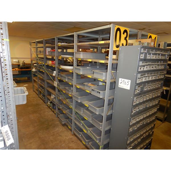 SHELVING UNIT W/ CONTENTS, 3' x 2' x 7' (5 SECTIONS)