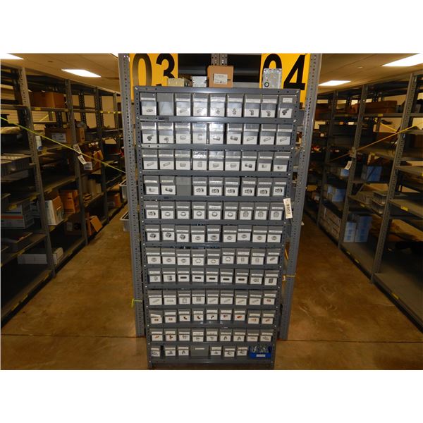 6' METAL SHELF W/ HOSE FITTINGS/ ELECTRICAL COMPONENTS