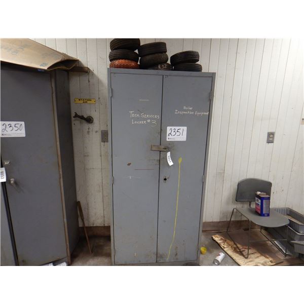 2 DOOR METAL CABINET W/ CONTENTS