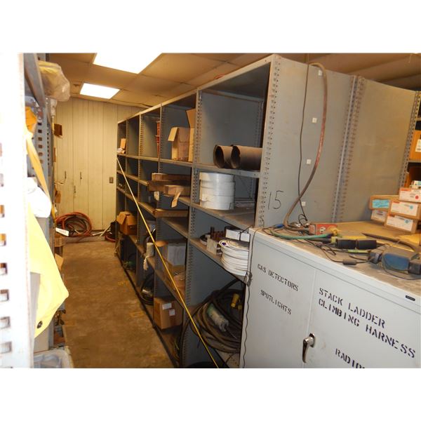 METAL SHELVES W/ CONTENTS