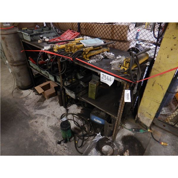 METAL TABLE W/ PORT-A-POWERS AND ACCESSORIES