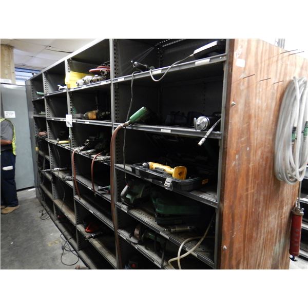 METAL SHELVES W/ CONTENTS, ELCTRICAL TOOLS, AIR TOOLS