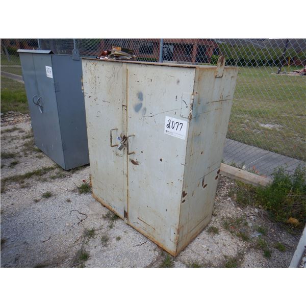 METAL 2 DOOR CABINET W/ CONTENTS