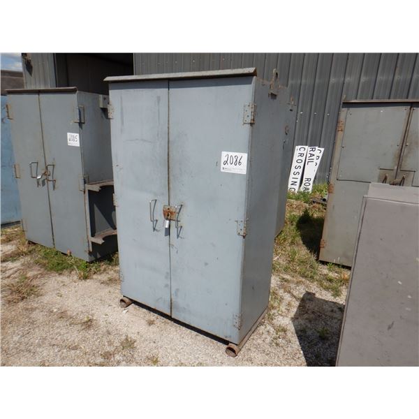 METAL 2 DOOR CABINET W/ CONTENTS