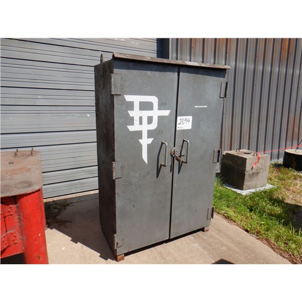METAL 2 DOOR CABINET W/ CONTENTS