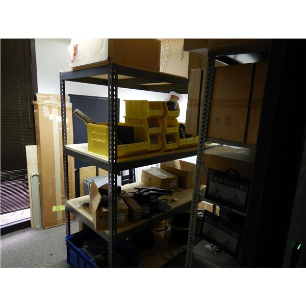 SHELVING W/ CONTENTS, MISC ELECTRONIC COMPONENTS