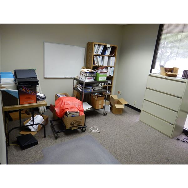 DESK, BOOK SHELF, FILING CABINETS