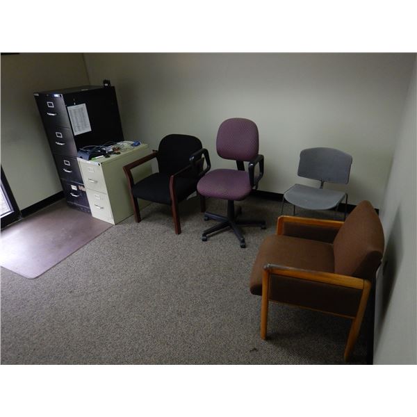 OFFICE CHAIRS, FILING CABINETS