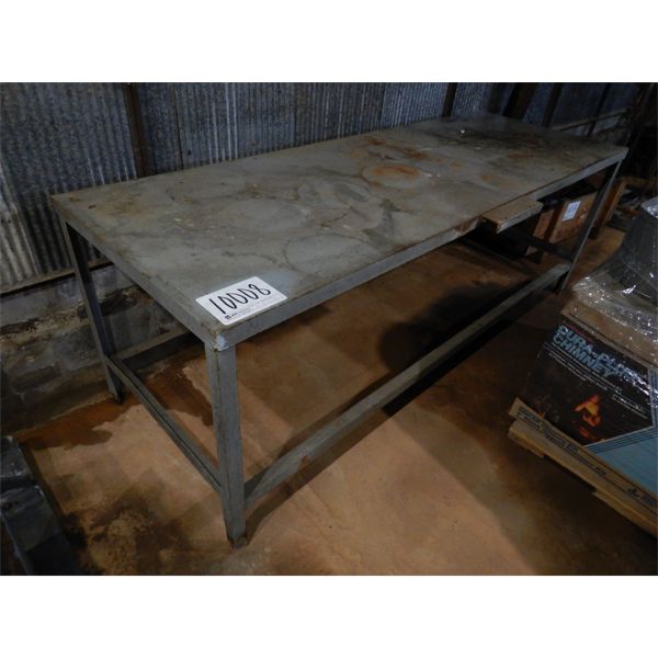 8.5' x 3' METAL SHOP TABLE, Selling Offsite: Located in Birmingham, AL