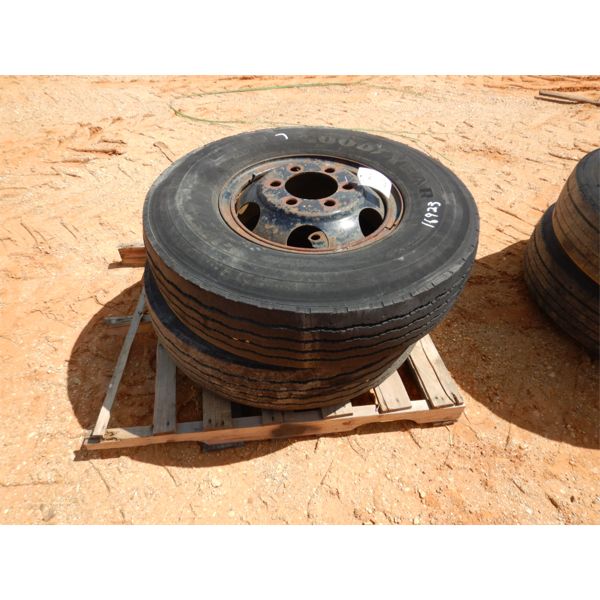 (2) GOODYEAR 10.00/R20 TIRES W/RIM (A2)