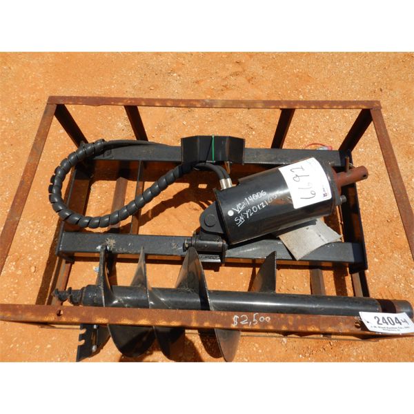 HYD AUGER W/14" BIT, FITS SKID STEER LOADER (B5)