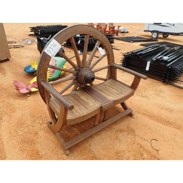 Teakwood wagon wheel bench (C-6)