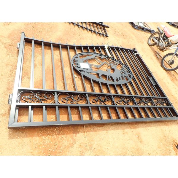 20' wrought iron gate, deer scene (C-6)