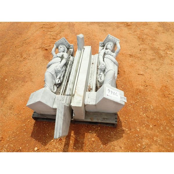 (2) FEMALE MARBLE STATUE W/TOP & MIDDLE SHELVES (B9)