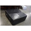 Image 1 : BLACK LEATHER LOOK OTTOMAN WITH DRAWERS - APX 40 X 40 INCHES