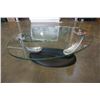 Image 2 : MODERN GLASSTOP SWIVEL COFFEE TABLE WITH CAST IRON BASE