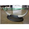 Image 6 : MODERN GLASSTOP SWIVEL COFFEE TABLE WITH CAST IRON BASE