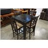 Image 1 : Black bar height table and 4 microfiber chairs