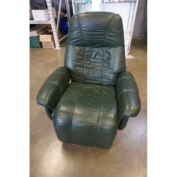 GREEN LEATHER SWIVEL CHAIR