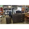 Image 1 : MODERN PINE 8 DRAWER DRESSER WITH MIRROR AND 3 DRAWER NIGHTSTAND