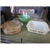 Image 1 : JADEITE FIRE KING POUR BOWL WITH PYREX POT AND FIRE KING BOWL