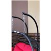 Image 6 : BRAND NEW RED DOUBLE HANGING EGG CHAIR - RETAIL $1969 W/ FOLDABLE FRAME, POWDER COATED STEEL FRAME, 