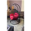 Image 9 : BRAND NEW RED DOUBLE HANGING EGG CHAIR - RETAIL $1969 W/ FOLDABLE FRAME, POWDER COATED STEEL FRAME, 