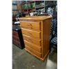 Image 2 : PINE 5 DRAWER CHEST OF DRAWERS