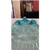 Image 10 : BLUE ART GLASS FOOTED DISH AND CARNIVAL GLASS DISH