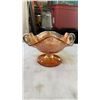 Image 2 : BLUE ART GLASS FOOTED DISH AND CARNIVAL GLASS DISH