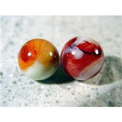 BB Marbles: Akro Milky Oxblood & Hero, Mint
