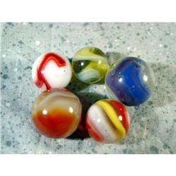 BB Marbles: 4 Akro Corkscrew, 1 Oxblood