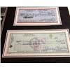 Image 2 : MICKEY MANTLE & JOE DIMAGGIO CUSTOM FRAMED FACSIMILE AUTO CHEQUES