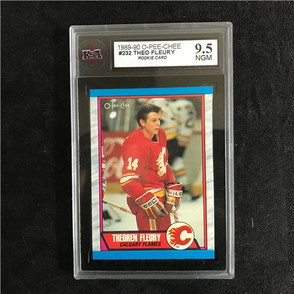 1989-90 O-PEE-CHEE #232 THEO FLEURY Rookie Card (9.5 NGM)