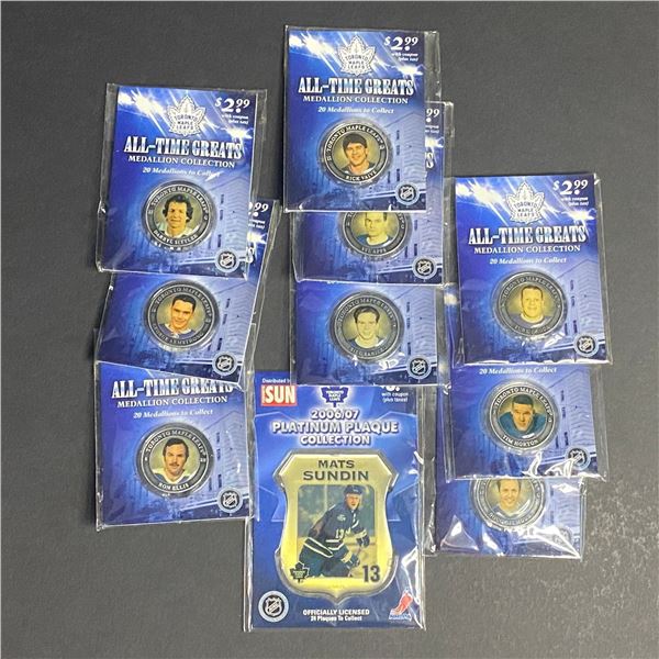 LOT OF 10 TORONTO MAPLE LEAFS ALL TIME GREATS MEDALLION COLLECTION STILL IN PACKAGES