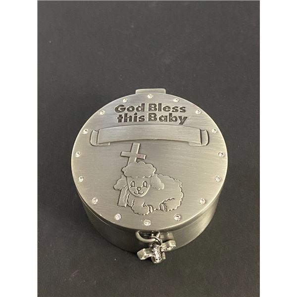 GOD BLESS THIS BABY WITH LAMB TRINKET BOX FROM THINGS ENGRAVED