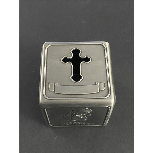 RELIGIOUS CUBE MONEY BANK FROM THINGS ENGRAVED