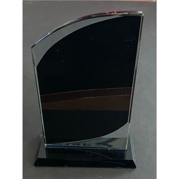 BLACK GLASS CURVED AWARD FROM THINGS ENGRAVED