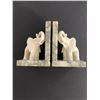Image 2 : GENUINE ALABASTER HAND CARVED ELEPHANT BOOKENDS
