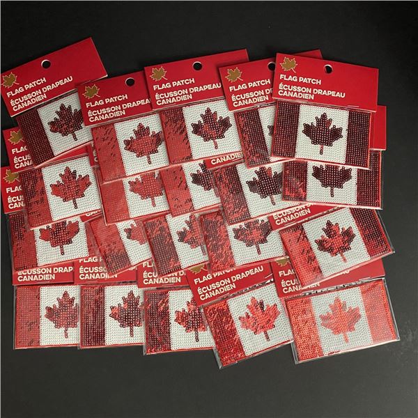 LOT OF 20 SEQUIN CANADA FLAG PATCHES