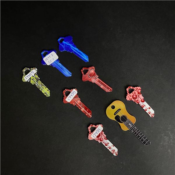 LOT OF 8 BRAND NEW UNCUT KEYS INCLUDING GUITAR