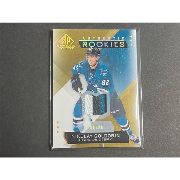 HOCKEY PATCH CARD NIKOLAY GOLDOBIN AUTHENTIC ROOKIES #D/99