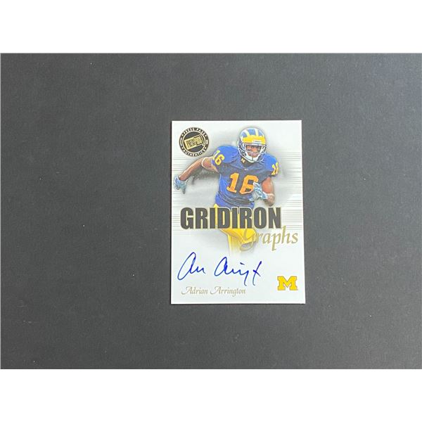 2008 PRESS BOX FOOTBALL AUTOGRAPH ADRIAN ARRINGTON MICHIGAN AUTOGRAPH CARD