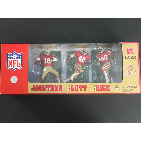 SAN FRANCISCO 49ERS RARE 3 PACK MCFARLANE JOE MONTANA,JERRY RICE,RONNIE LOTT