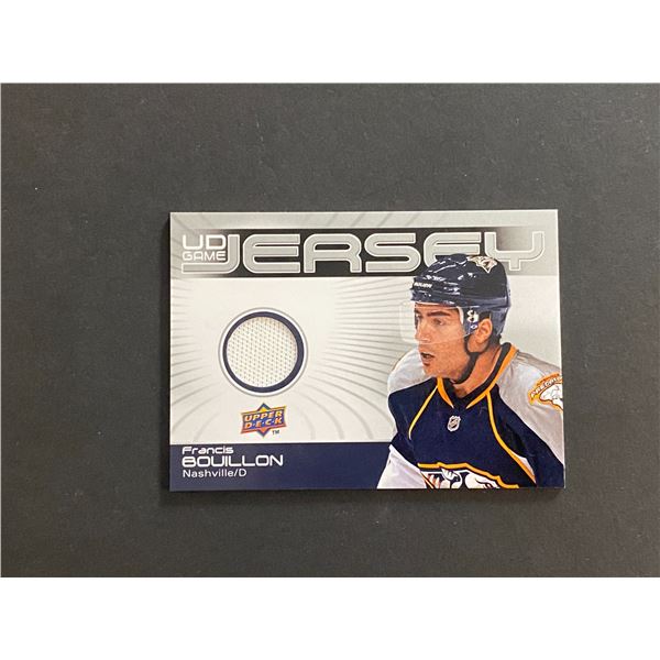 FRANCIS BOUILLON JERSEY CARD 2010/11 U.D SERIES 1 HOCKEY