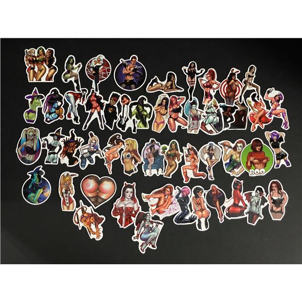LOT OF 50 SEXY BIKINI DEVIL PVC STICKERS