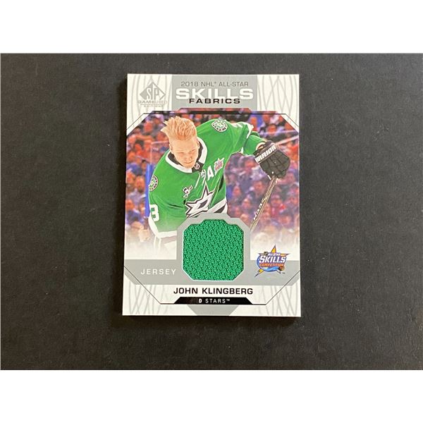 JOHN KLINGBERG JERSEY CARD 2018/19 GAME USED HOCKEY